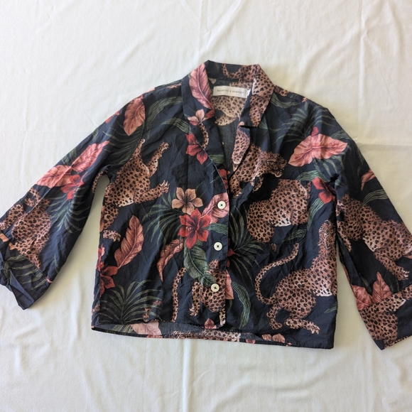 Desmond & Dempsey Soleia Leopard Multi Shirt In Navy - Picture 6 of 14
